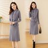 Two-piece Knitted Dress Set for Women Solid Color Long-sleeved Sweater Casual Pullover Warm Pullover Dress Knitwear