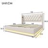 Gepolstertes Doppelbett - MUVOE - 140x200 cm - Hydraulischer Stauraum - USB Typ-C - Weiß PU