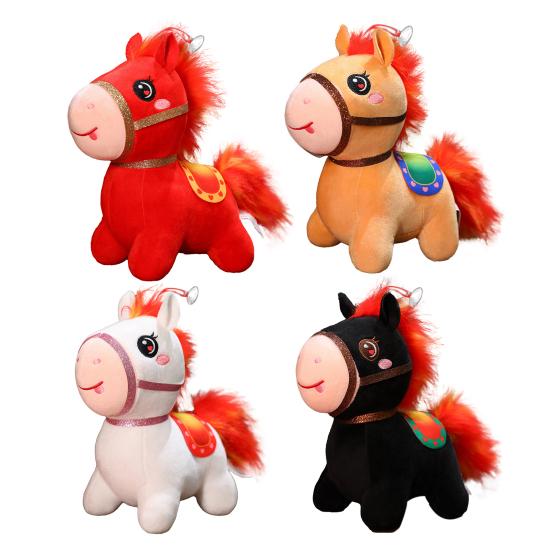 Horse Doll Year of The Horse Chinese Style Plushie Good Luck Pony PP Cotton Filling Zodiac Plush Figurine for Blessings