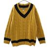 TEMPTATION Cable Long Sleeve V Neck Knit L Brown Sweater Men's Used