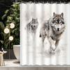 1pc Winter Snow Forest Wolf Bathroom Shower Curtain with 12 Hooks, Bathroom Decor, Bathroom Accessories