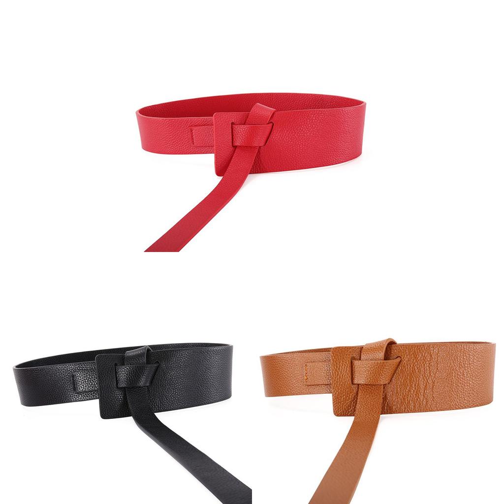 Leather Waist Belt For Women With Knot Decor And First Layer Cowhide Material For Casual Styling