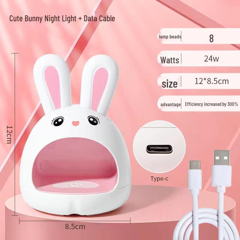 Adorable Rabbit Nail Art Mini Gel Lamp - Quick-Drying LED, Protects Hands, Perfect for Home Use