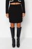 Women's Style Bottom-Top Set Clothes Black Crop Pocket Detailed Mini Skirt Knitwear Bottom-Top Set