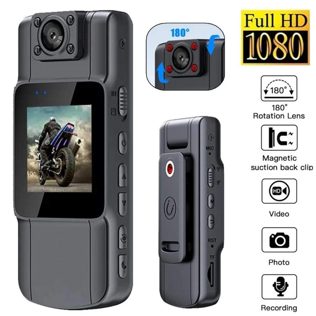 Body Camera Video Recorder, 1080P Portable Police Body Camera with Night Vision, Small Portable Camera with 180° Rotating Lens Sports & Action Cameras