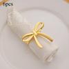 6pcs Bow Shaped Napkin Rings Elegant Metal Napkin Holders for Dinner Parties Weddings and Home Table Decoration