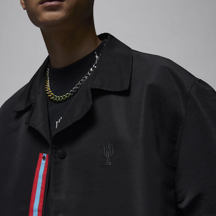 Jordan X Trophy Room Kollaboration SS24 Einfarbiges Knopf Atmungsaktives Leichtes Strick Kurzarmhemd Herrenhemden Schwarz FQ3847-010