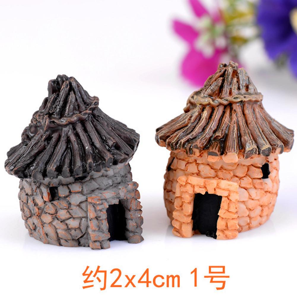 Micro Landscape Thatched Cottage House Creative Crafts Zakka Style Resin Miniature Garden Figurine