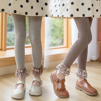 Mädchen Leggings Spitze Schleife Kinderhose Elastisch Frühling Herbst Weiche Strickhose Für Teenager Baumwolle Kinder Strumpfhose Kleidung