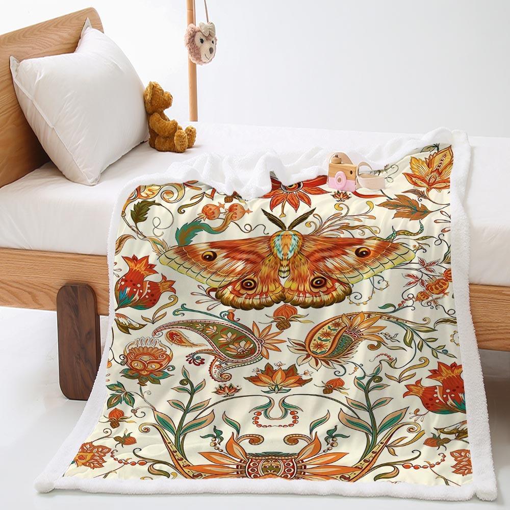 Idyllic 2D Digital Printing Butterfly Thickened Lamb Fleece Crystal Fleece Blanket Cover