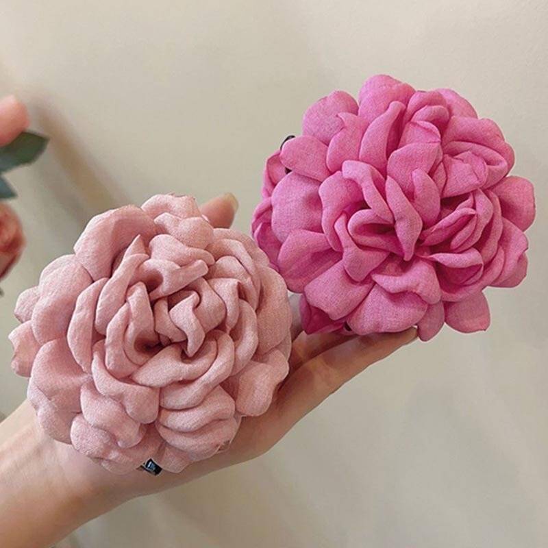 Korean Fabric Rose Flower Hair Claw Clip Women Girls Fashion Barrettes Plastic Hair Grab Clamp Headwear Hair Accessories
