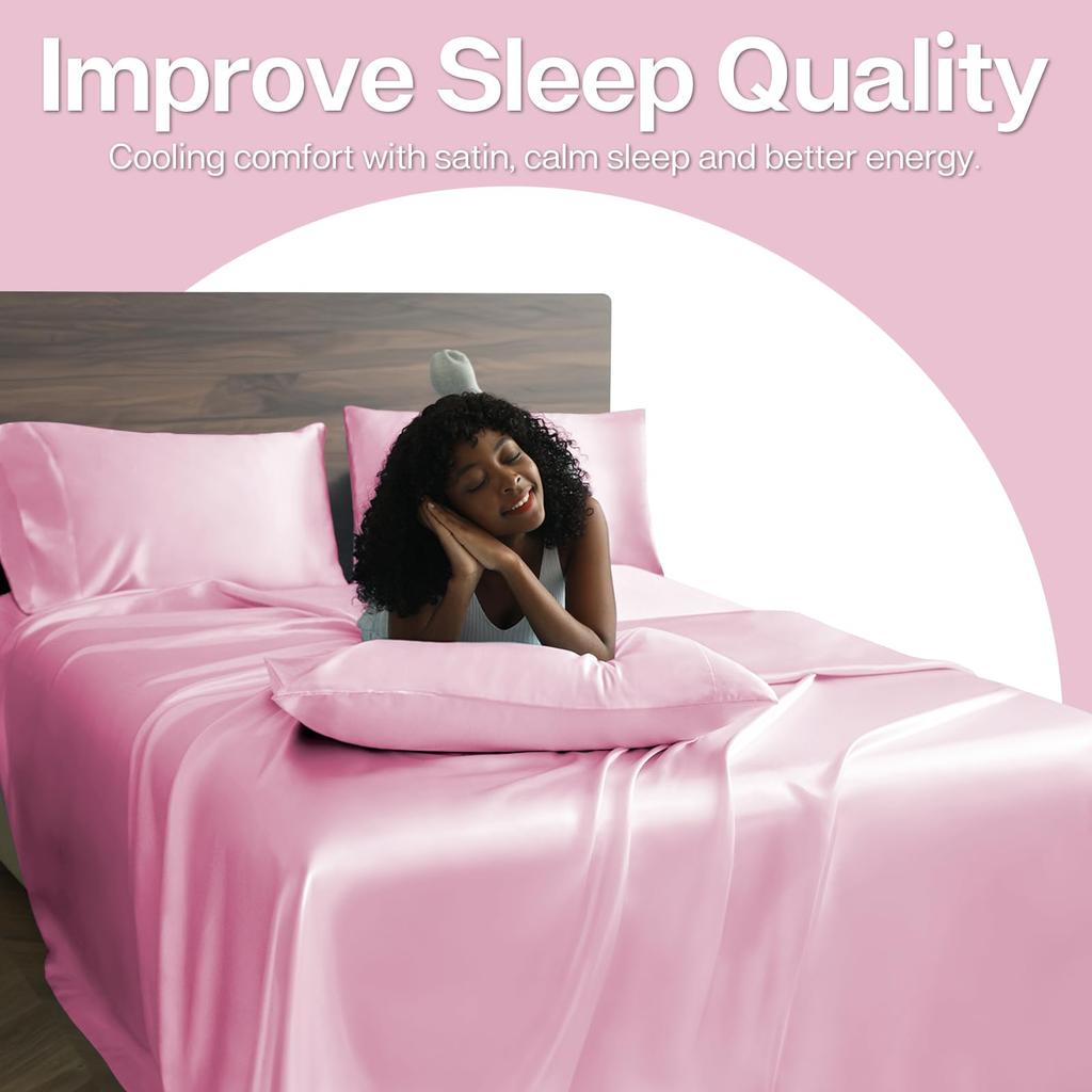 Satin Pillowcases for Hair and Silk Satin Standard Set of 2 Silky Pillowcases with Envelope Closure MR&HM Skin, Pillowcases, 2-Pack, Size,