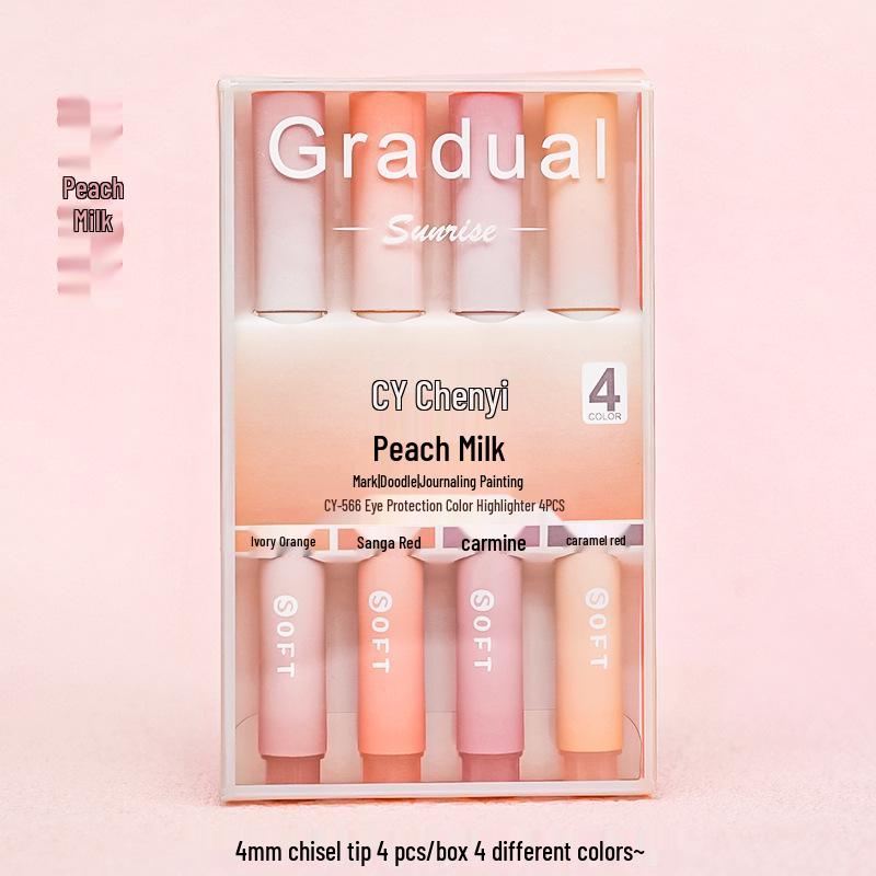 Verlaufsfarbiger Augenschonender Highlighter-Stift mit Schräger Spitze für Studenten und Journaling