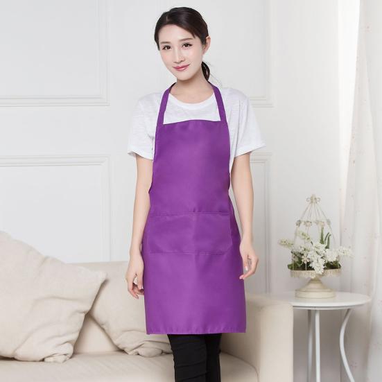 Pure Color Halter Sleeveless Pocket Housework Kitchen Cooking BBQ Work Apron