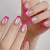 Wearable Rose Red French Tip Cat Eye Glass Bead Detachable False Nails