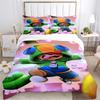 Cartoon Purple Character Print Bedding Set, Kids Game Themed Duvet Cover Set(1 * Duvet Cover + 2 * Pillowcase, Without Core)
