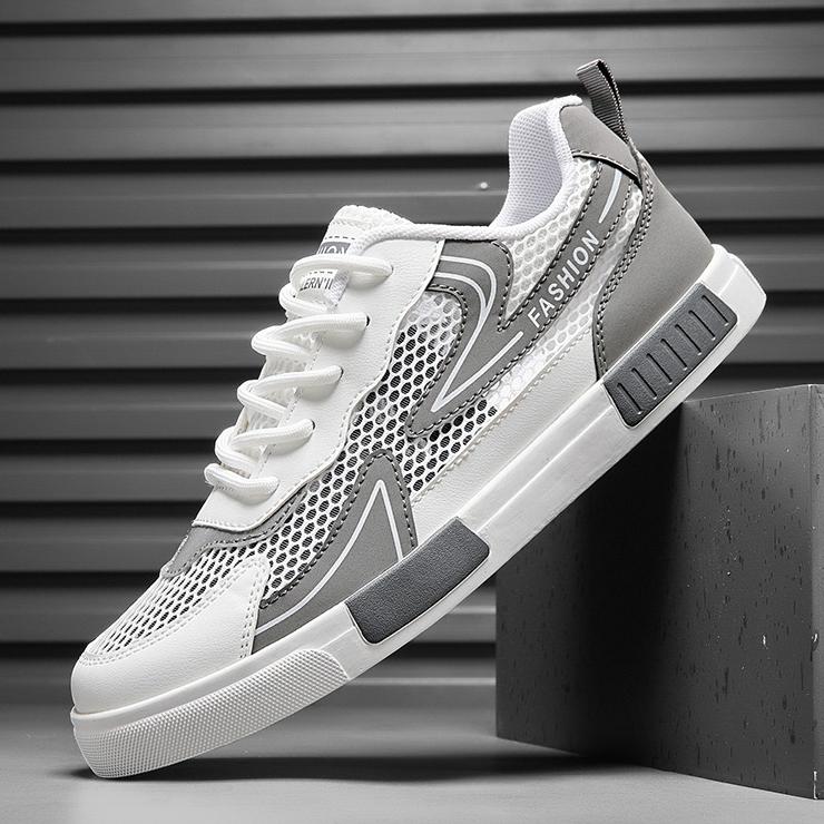 Summer Hollow Breathable Mesh Panel Shoes Low-cut Lace-up Large Size Casual Shoes Fashion Youth Student Sports Shoes