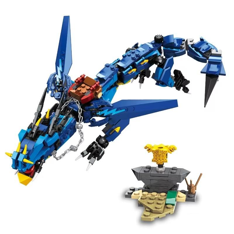 Thunder Blue Dragon Building Blocks Model Classic Movie DIY Educational Bricks Toy for Children Birthday Gifts with Mini Figure