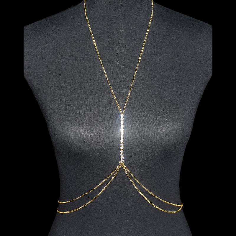 Simple Handmade Rhinestone Cross Bra Chain Harness For Women Accessories Sexy Bra Chest Chain Body Jewelry