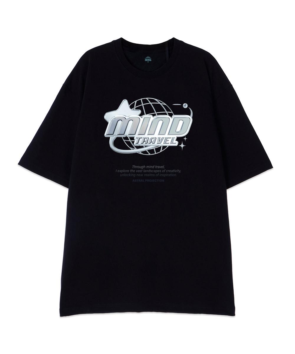 Astral Projection [Oversized] Mind Travel 13-Count Cotton Round Neck Short Sleeve T-Shirt_Black L