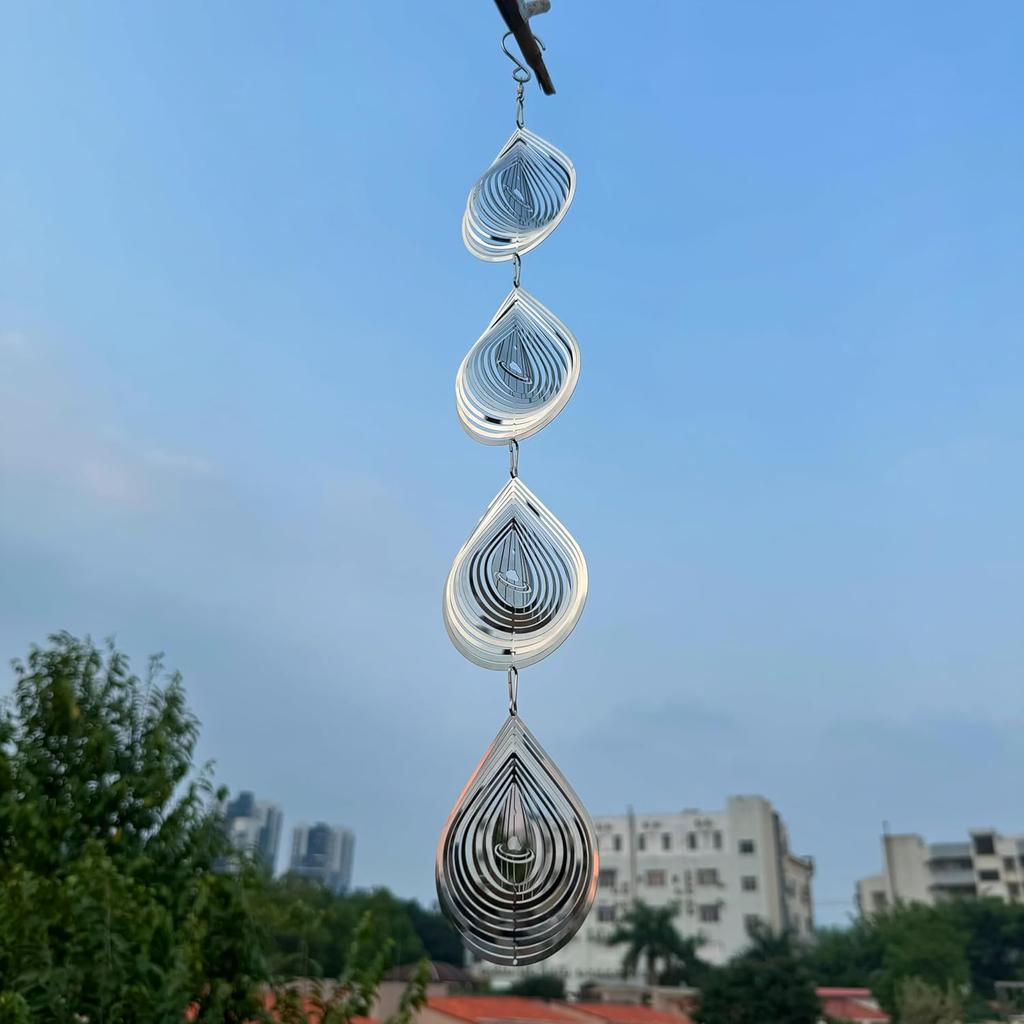 Water Droplets Bird Scare Discs Set-Highly Reflective Double-Sided Bird Reflectors, Extra Sparkly Metal Wind Spinner Outdoor Garden Decor,