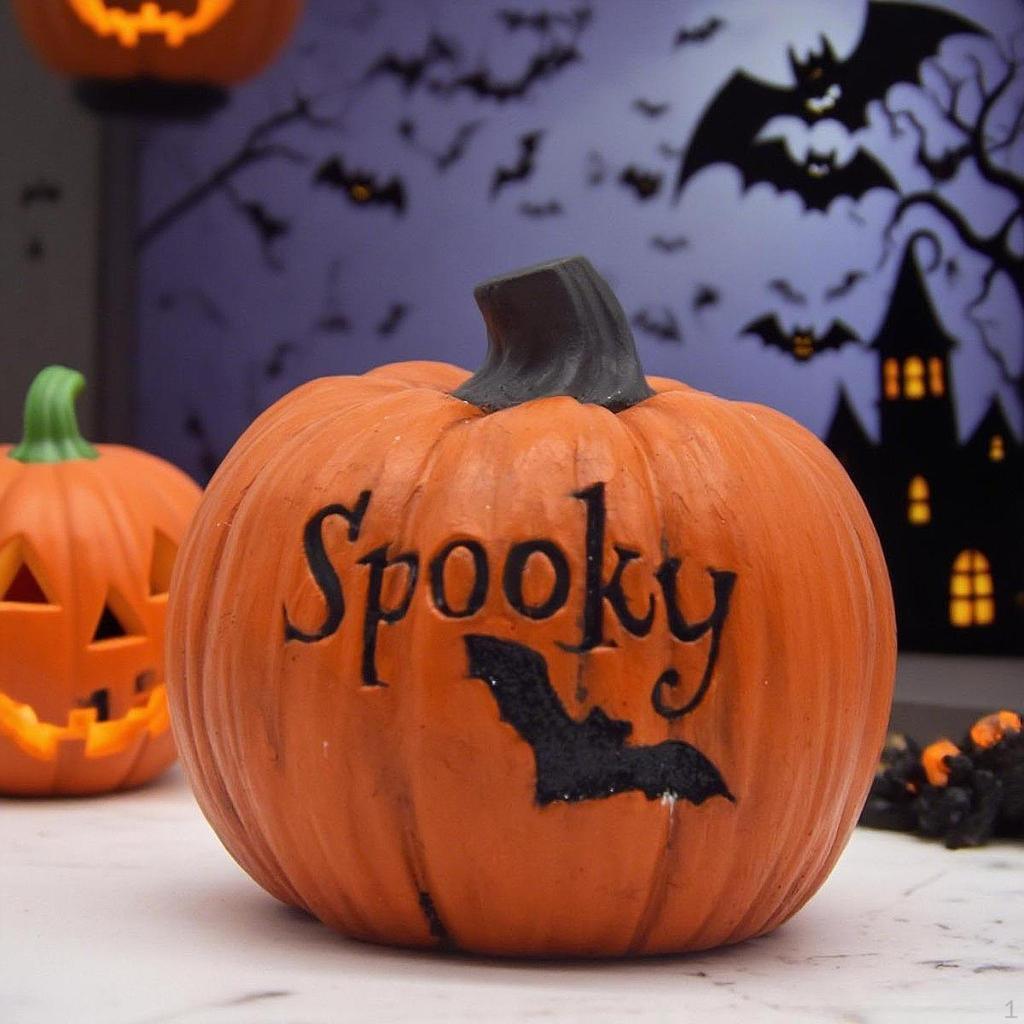 Halloween Pumpkin Statue Decorative Figurine Decoration Art Crafts Desktop Ornament for