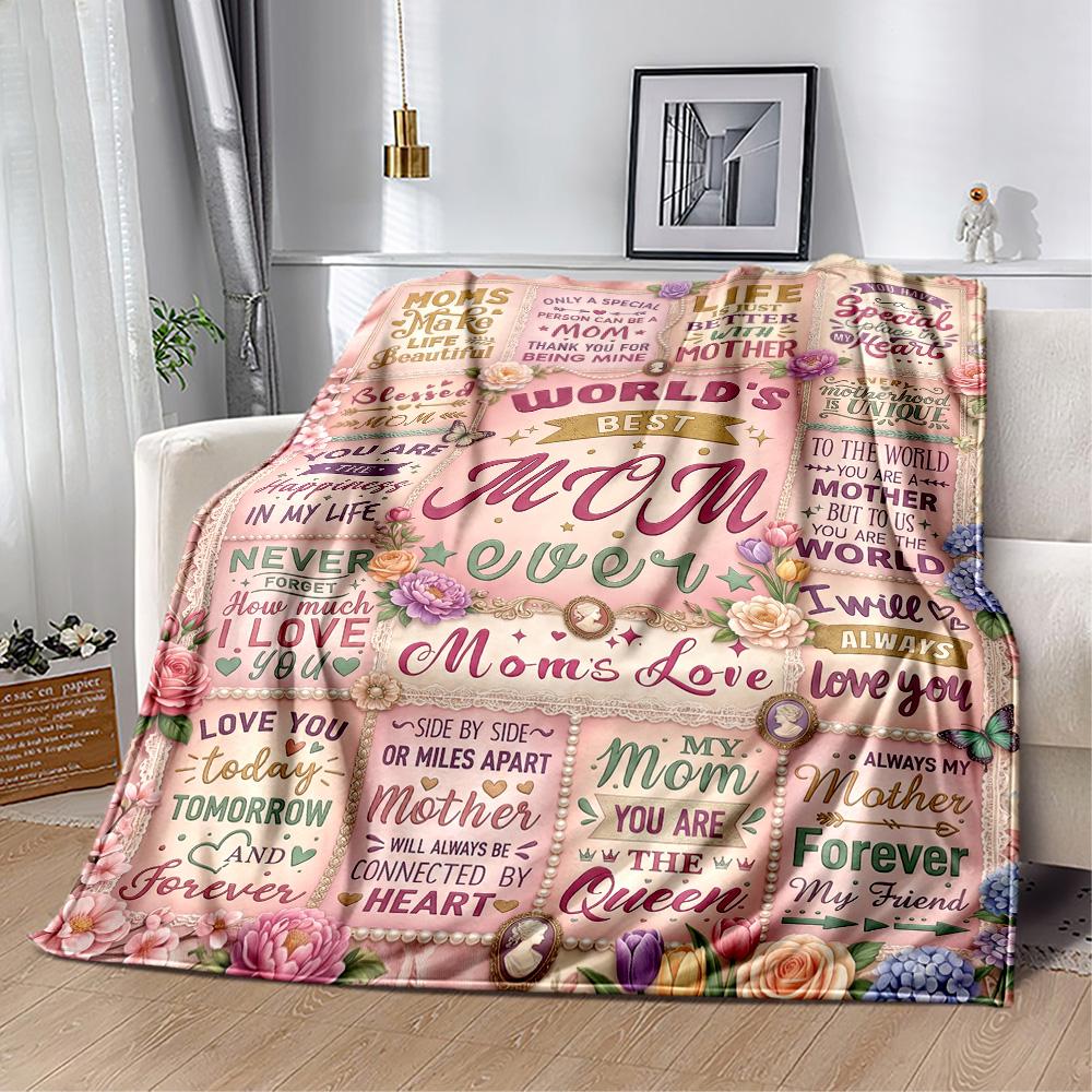 Floral Tribute To Mom Flannel Blanket-Soft and Suitable for Sofas,Beds,Offices,Travel,All Seasons,Great Gift for Holidays and Birthdays.
