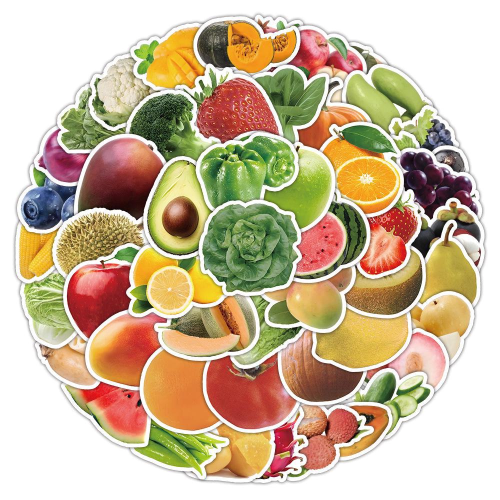 60 Creative Fruit & Vegetable Stickers: Apple, Pineapple, Hami Melon for Notebooks, Suitcases & More