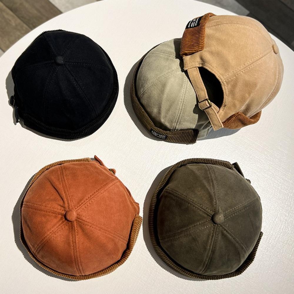 Corduroy Beanies Bonnet Retro Brimless Hat Fashion Sailor Cap Outdoor