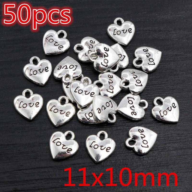 New Fashion Antique Silver Plated Bronze Heart Chrams Metal Alloy Pendant Charms for DIY Neckalce Jewelry Making Findings