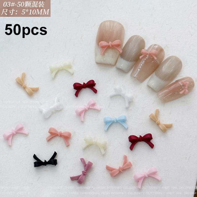Mixed Cute Mini Colorful Resin Line Bowknot Bow Tie Ribbon Nail Art Decorations DIY Manicure Rhinestones Accessories