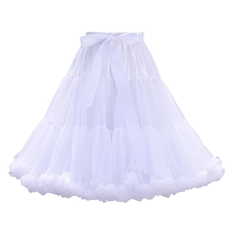 55cm Lolita Black & White Tulle Skirt: Soft, Boneless, Mid-Length Cloud Cotton Petticoat