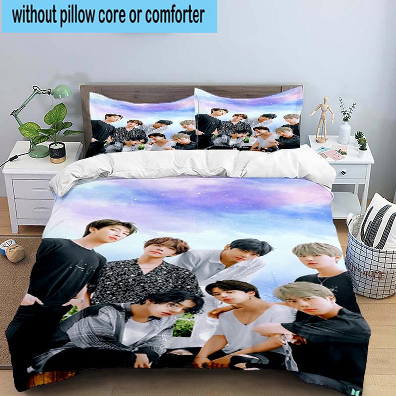 3 Stück K-Pop Musikgruppe 3 Stück Bettwäsche, inklusive 3 Stück Bettbezug und 2 Stück Kissenbezüge. Perfekt für Weihnachten, ideal für Schlafzimmer, Wohnheimzimmer
