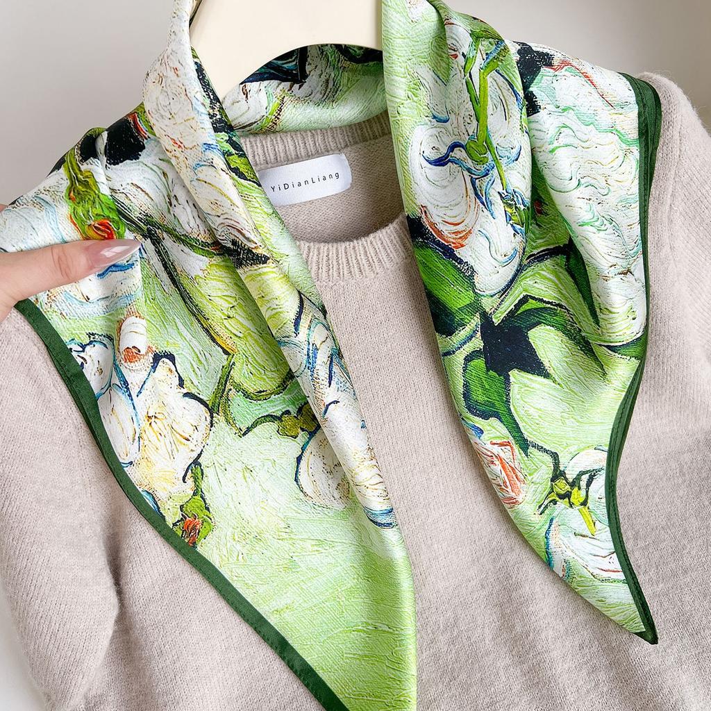 111% Mulberry Silk 71 Square Scarf, New Sky City Professional Decorative Scarf, Commuting To Work Versatile Silk Scarf
