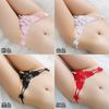 Thong Women's Transparent Open Crotch Pearl Massage Erotic Panties Low Rise Hot Sexy Cutout T Pants 2201