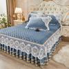 3pcs of Thickened Autumn and Winter Lace Bed Skirt, Crystal Velvet Bed Skirt Lace Bed Cover, Soft and Comfortable, Bedroom and Guest Room Bedding