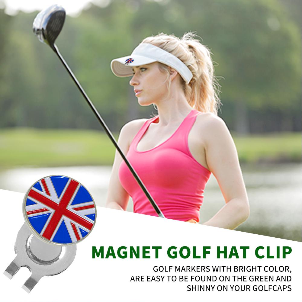 Caiton 4Pcs Golf Hat Clips Magnetic Ball Markers US UK Canada Flag Cap Clip Accessory Gift for Men Women Golfers Putting Green 5