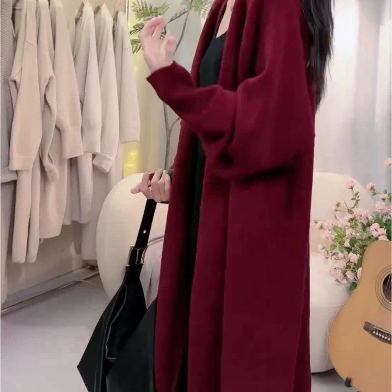 Korean-Style Mid-Length Knitted Cardigan Coat for Autumn/Winter 2024
