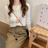 Slim Fit Base Layer Top for Women Spring White Sweater Inner Wear Niche Design Knit T-shirt Top