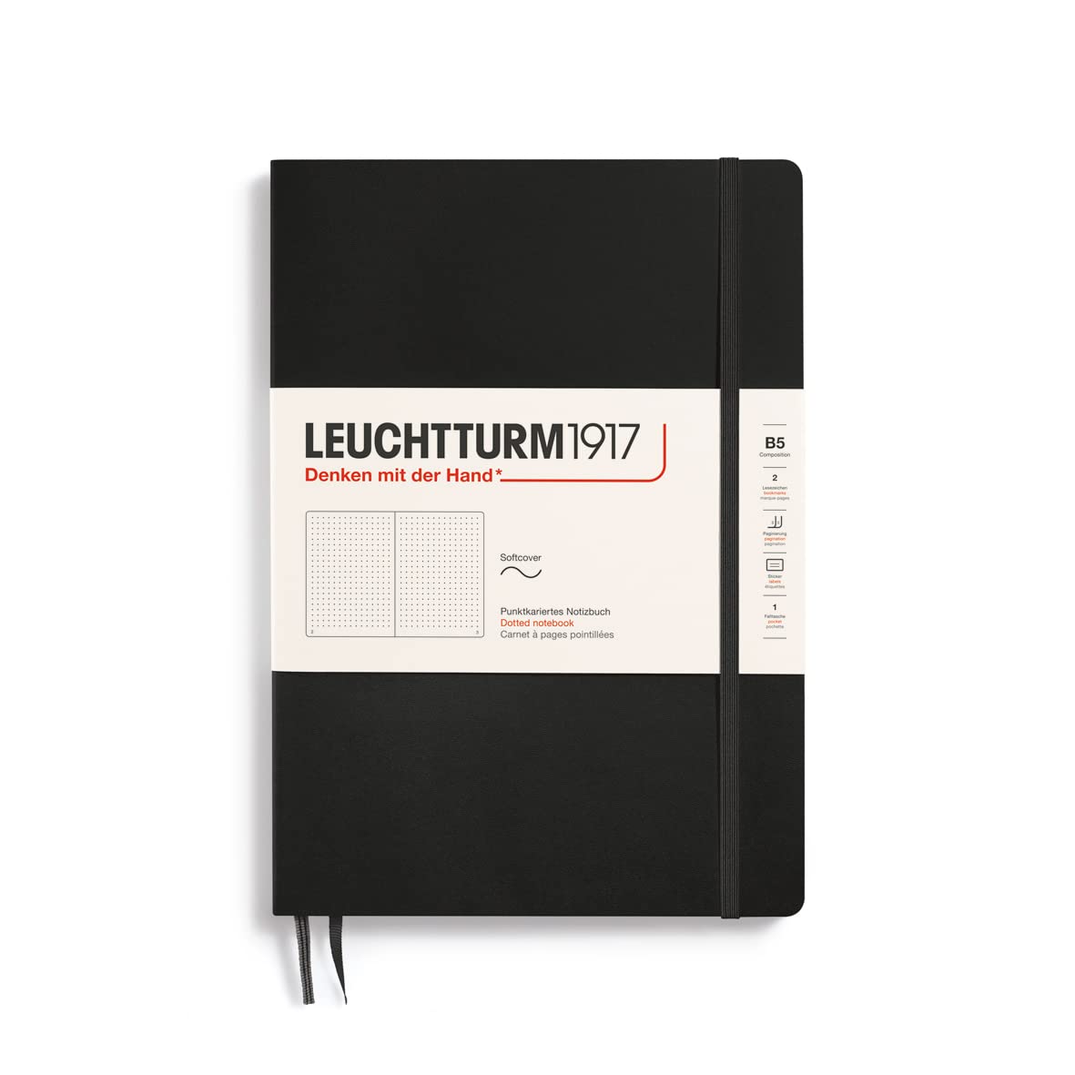 

Leuchtturm Dot Soft Officially Imported Notebook, B5, Grid, Cover, Black, 349298, чёрный