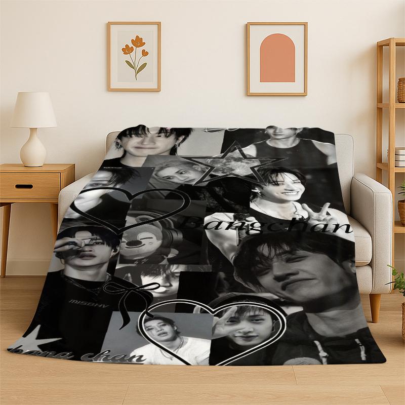 Kpop Bang Chan Stray Kids Coperta in Flanella Morbida Calda per Camera da Letto Soggiorno Letto Viaggio Campeggio Picnic Regalo