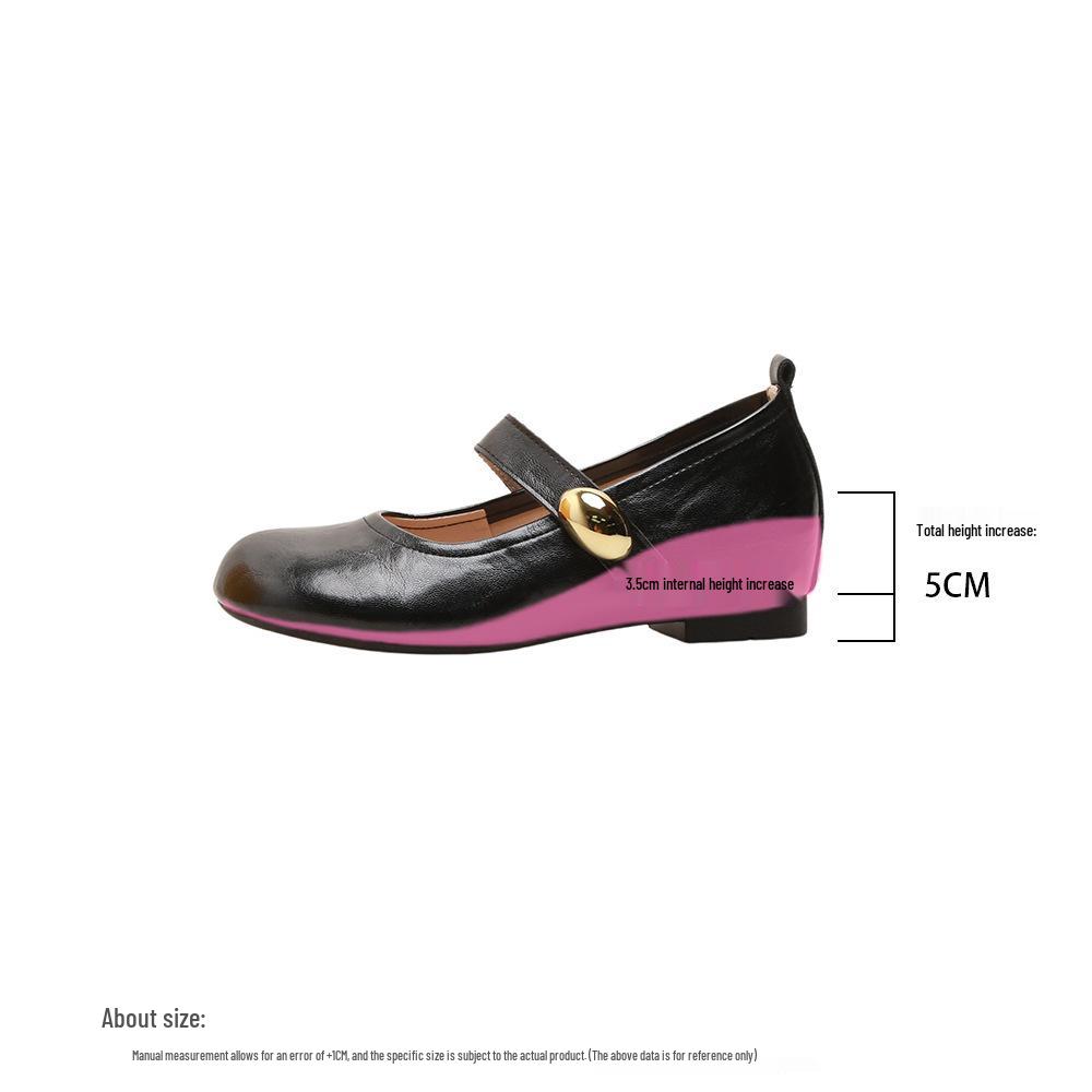 

Женские новые туфли Мэри Джейн на низком каблуке с увеличением высоты на 7 см - Круглый носок, Универсальная мода 38
