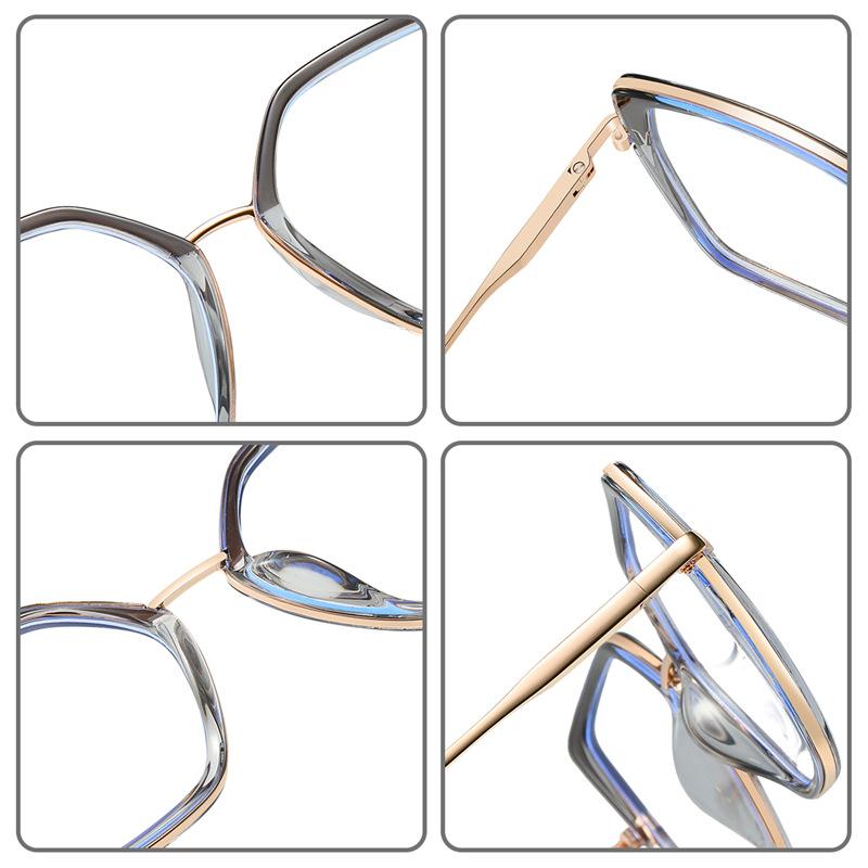 87186 Metal Glasses Frame Geometric Frame Glasses Frame Optical Glasses Color Matching Anti-Blue Light Glasses Computer Glasses Frame