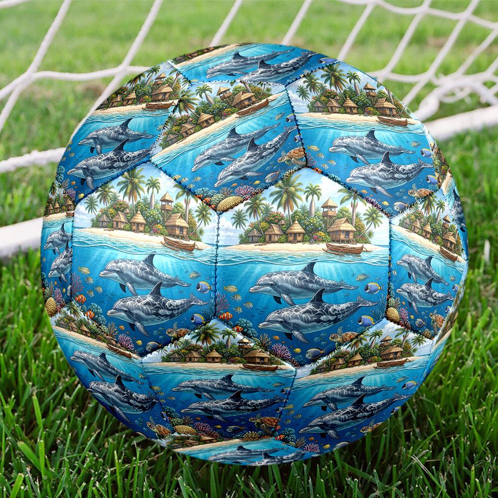 1pc Island Paradise Dolphins Durable Size 5 Soccer Ball Professional Match Training Football Indoor &Outdoor Sports Ball P60163