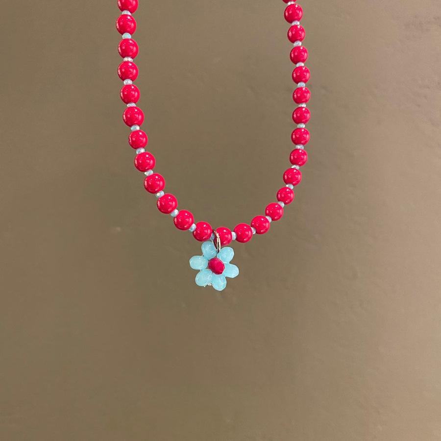 Glass crystal flower pendant necklace fashion light luxury ins style collarbone chain niche versatile temperament jewelry