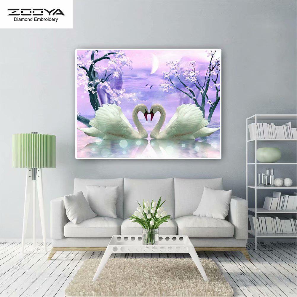 

ZOOYA DIY 5D полная квадратная алмазная картина Лебедь вышивка крестиком домашний декор