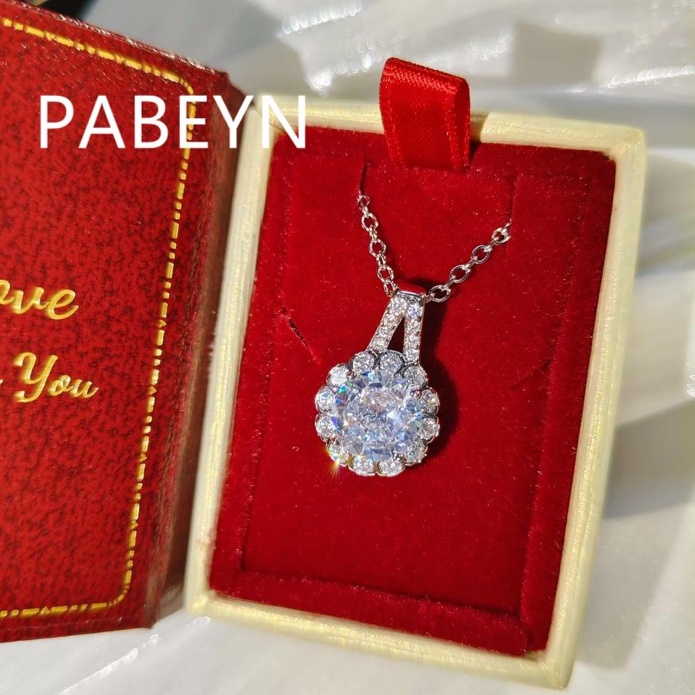 925 Sterling Silver Stylish Elegant 2 Carat AAAAA Zircon Round Pendant Necklace Birthday Jewelry Gift
