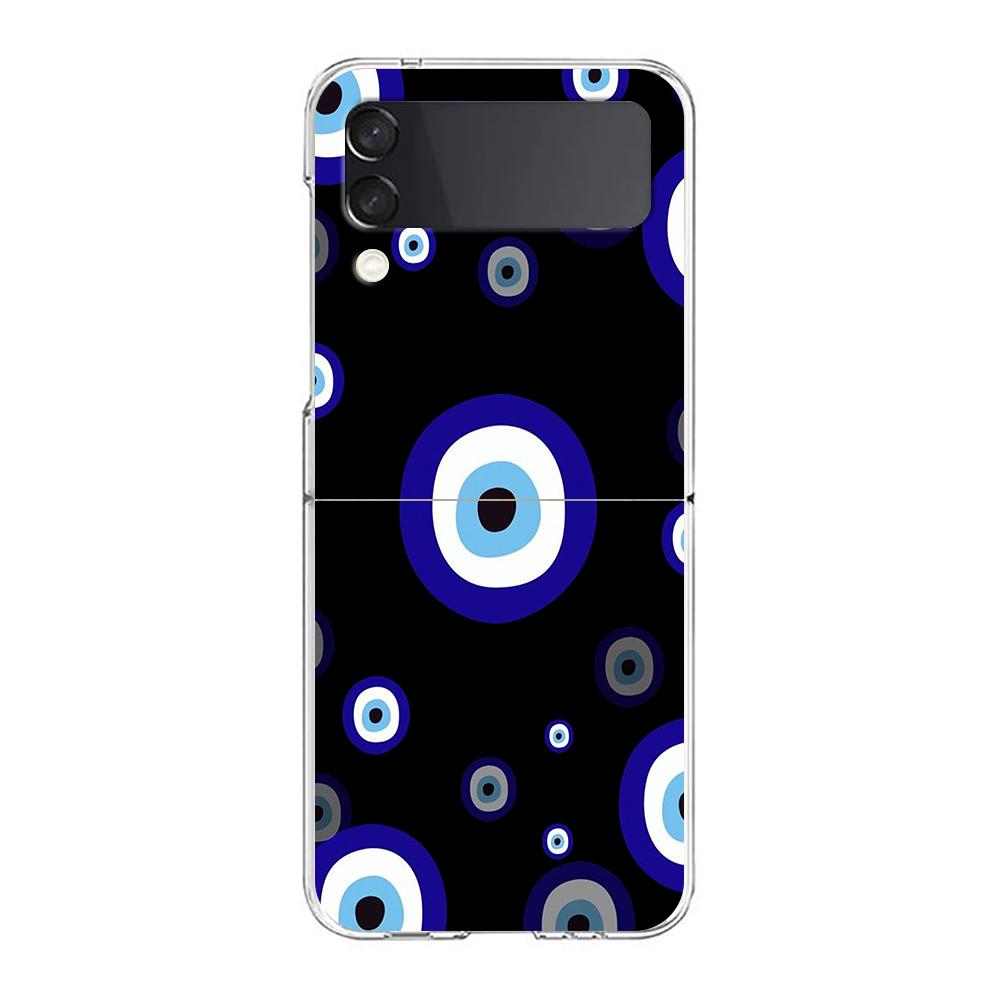 Phone Case For Samsung Galaxy Z Flip 3 4 5 Hard Folding PC Bumper Blue Eye Art For Samsung Z Flip 6 Back Cover