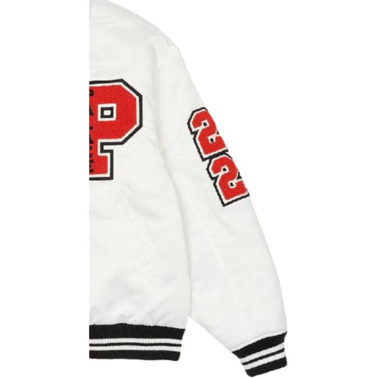 Palace Satin Varsity Jacket White Men Outerwear P23JK024