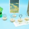 Gift Memo Card Home Decoration Photo Frame Picture Clip Message Left Supporter Round Wooden Holder